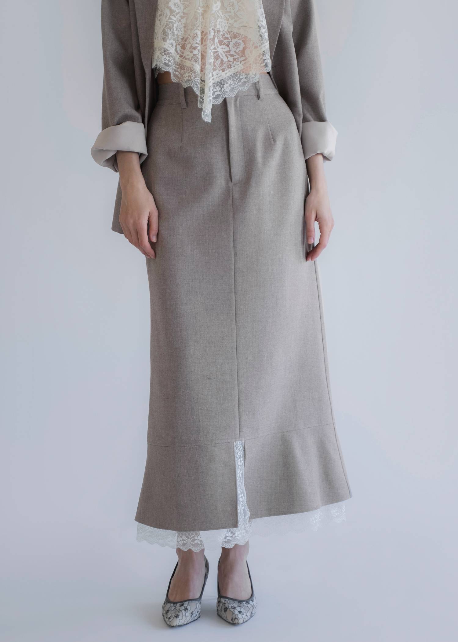 sheer fabric pointed toe pumps