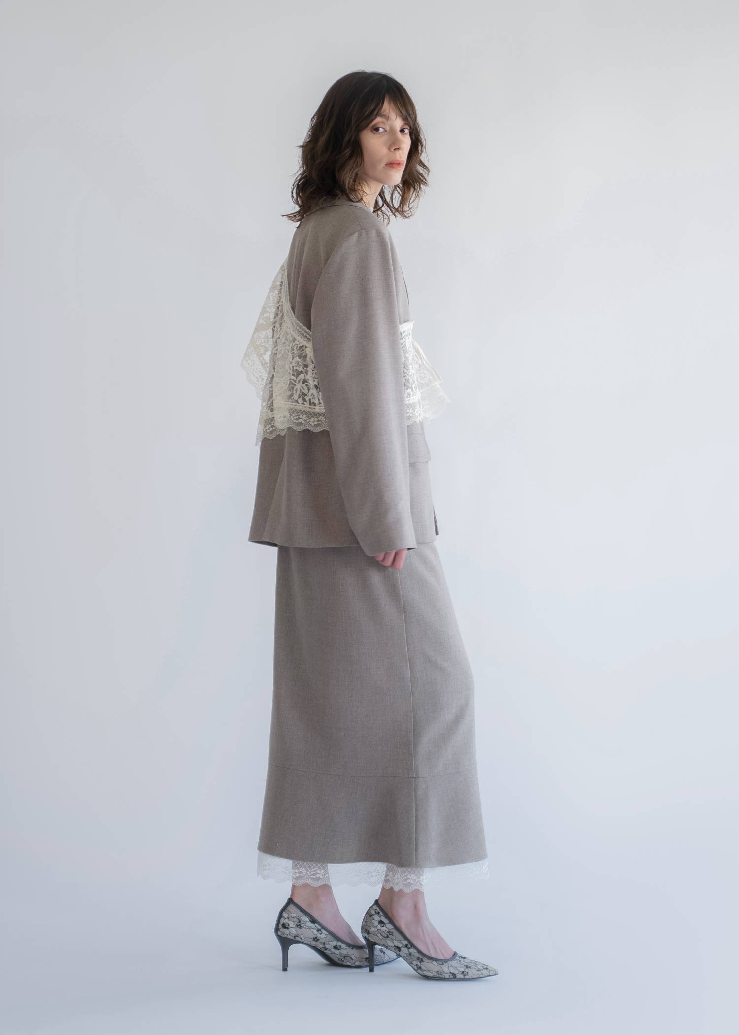 sheer fabric pointed toe pumps