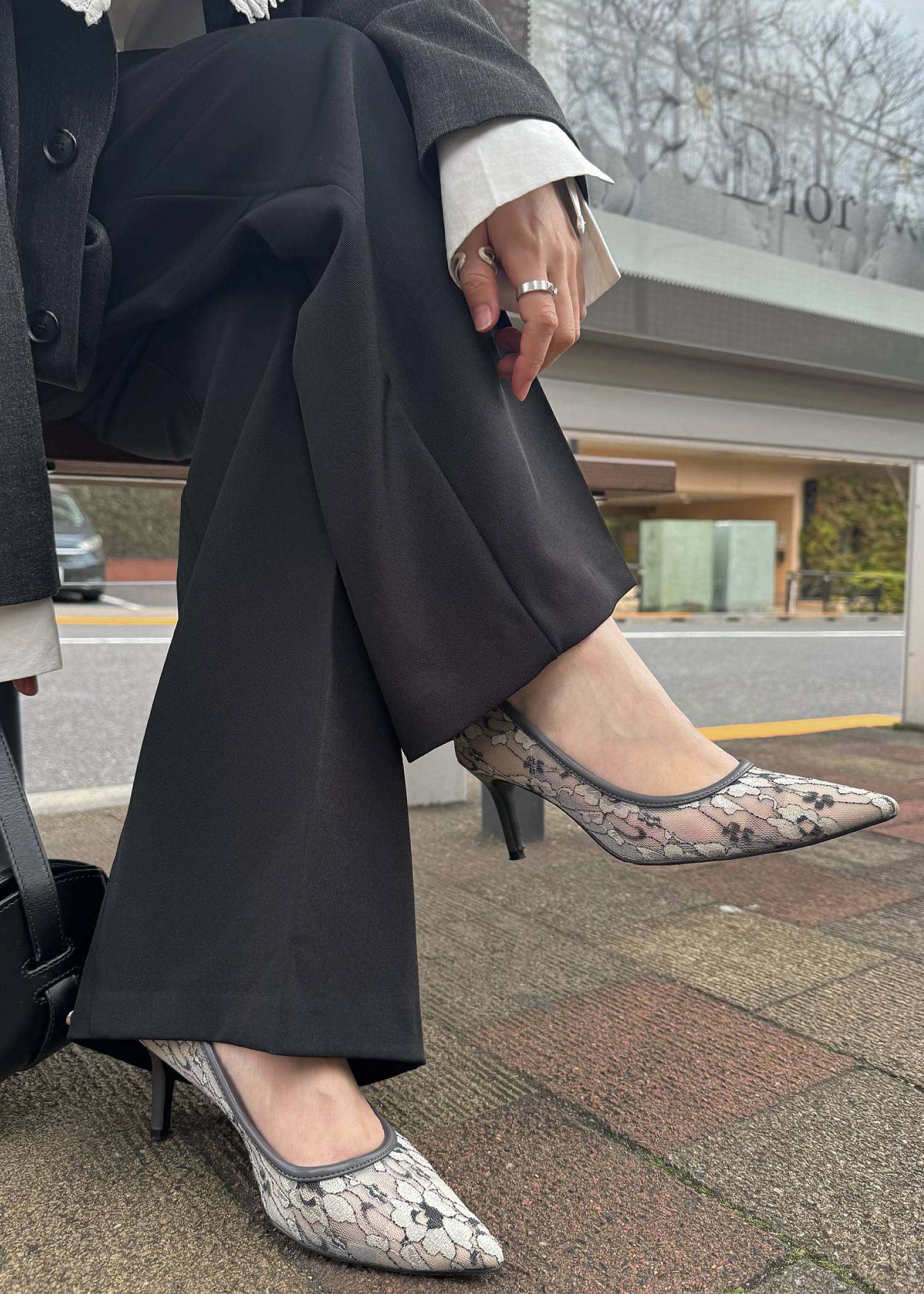 sheer fabric pointed toe pumps