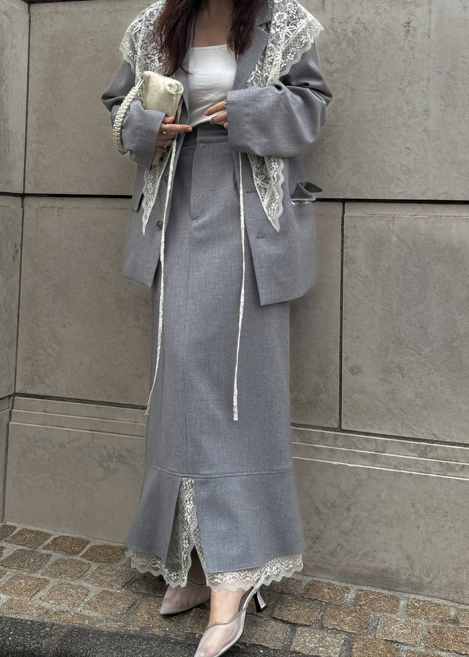 hem lace slit mermaid SK