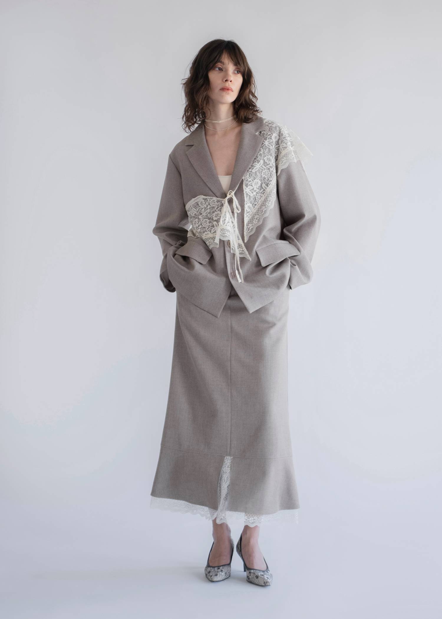 hem lace slit mermaid SK