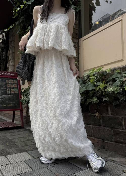 cocoon cut jacquard tulle gather SK