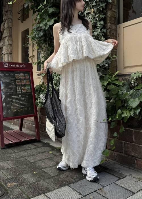 cocoon cut jacquard tulle gather SK