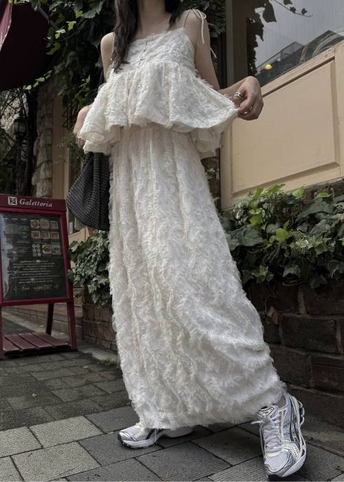 cocoon cut jacquard tulle gather SK