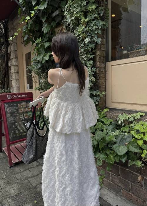 cocoon cut jacquard tulle gather SK