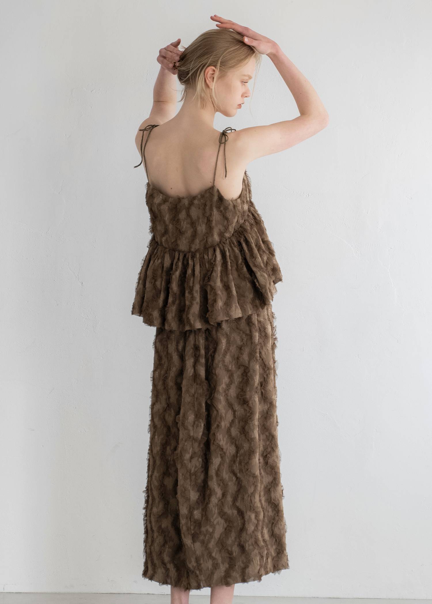 cocoon cut jacquard tulle gather SK