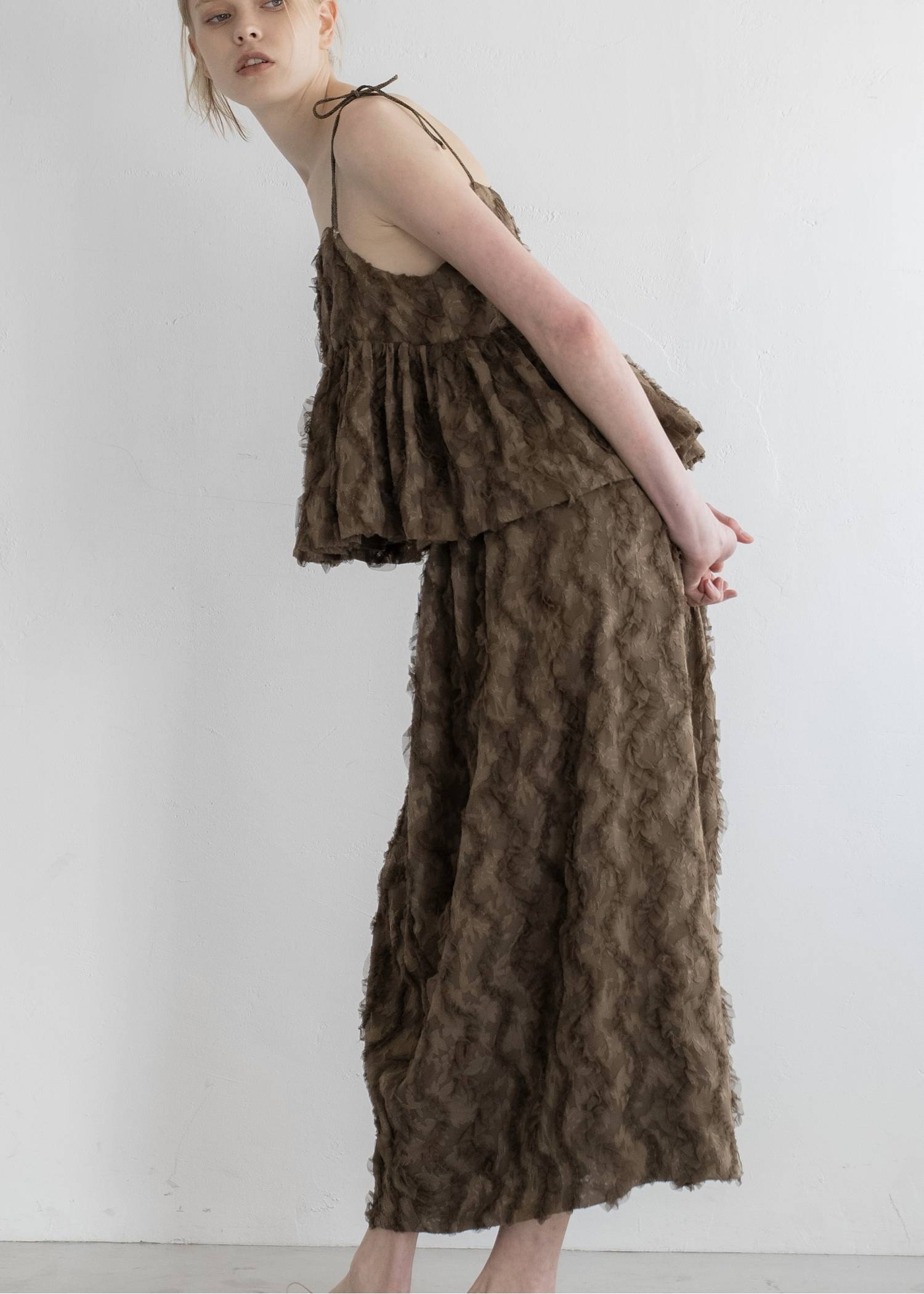 cocoon cut jacquard tulle gather SK
