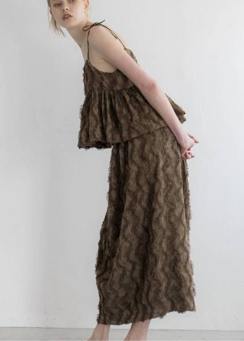 cocoon cut jacquard tulle gather SK