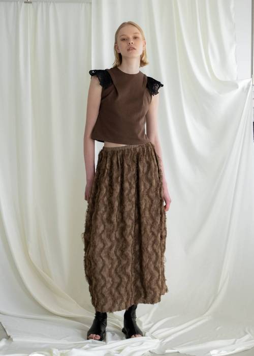 cocoon cut jacquard tulle gather SK