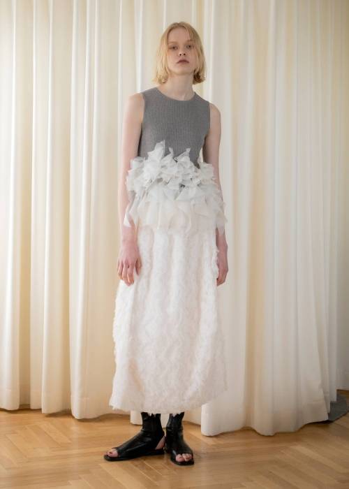 cocoon cut jacquard tulle gather SK