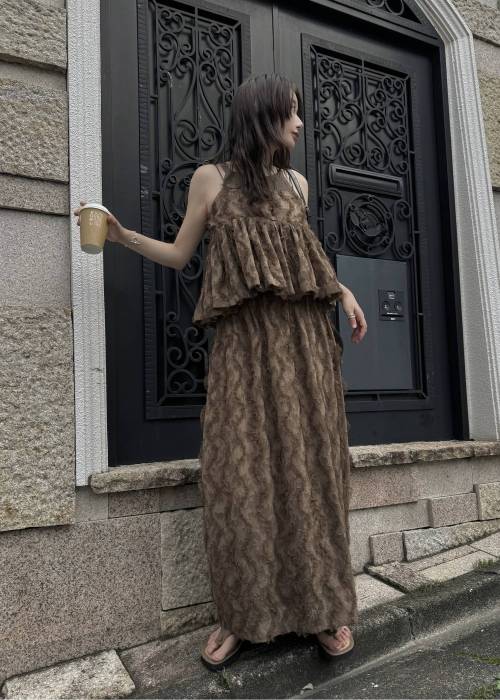 cocoon cut jacquard tulle gather SK