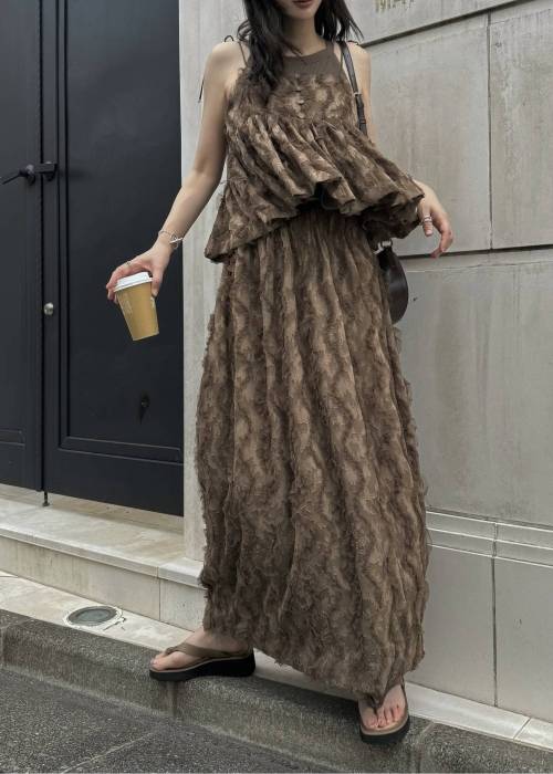 cocoon cut jacquard tulle gather SK