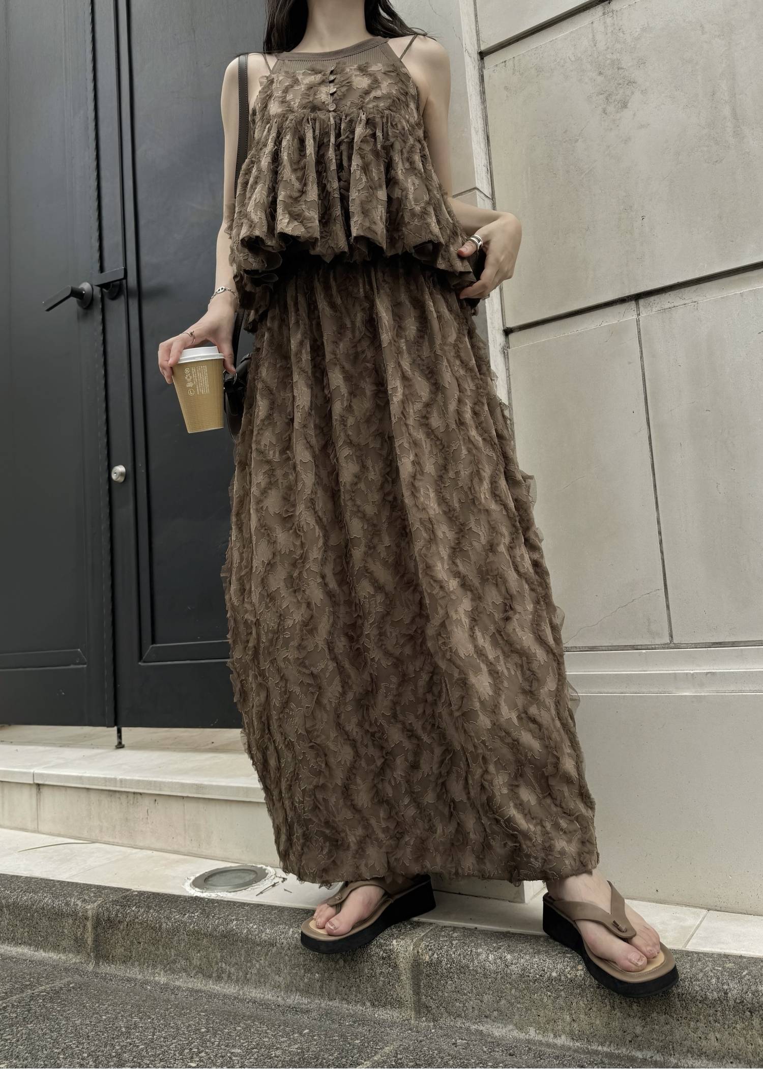 cocoon cut jacquard tulle gather SK