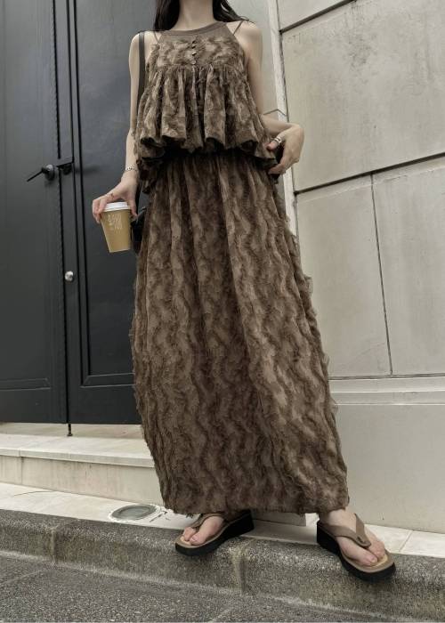 cocoon cut jacquard tulle gather SK