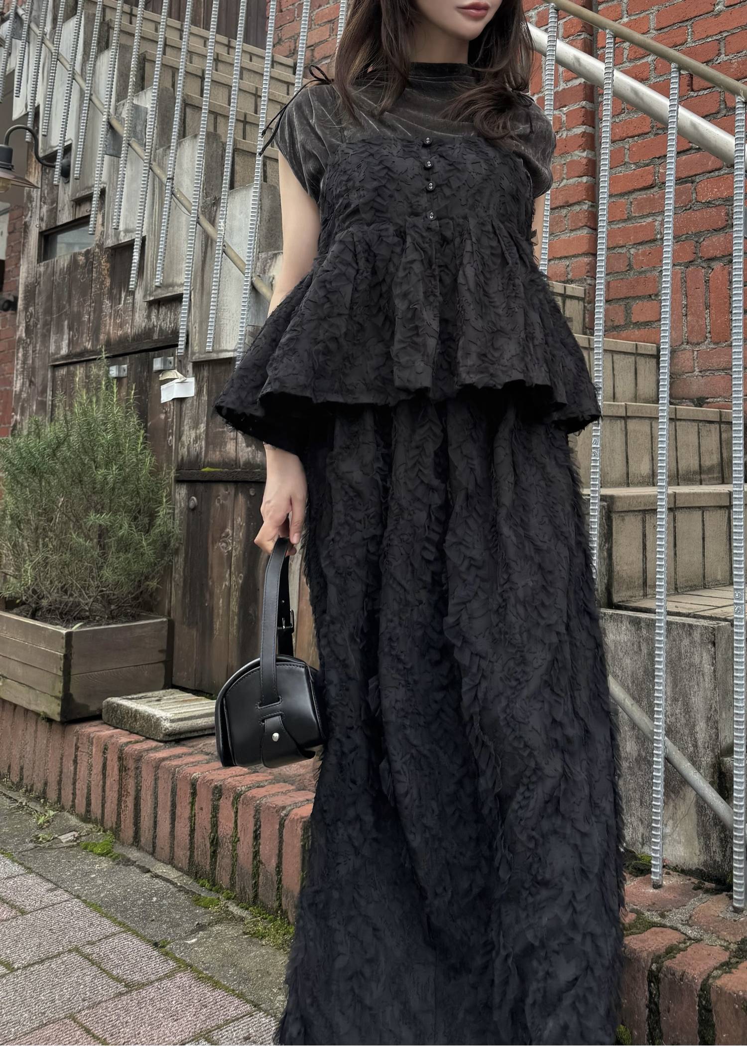 cocoon cut jacquard tulle gather SK