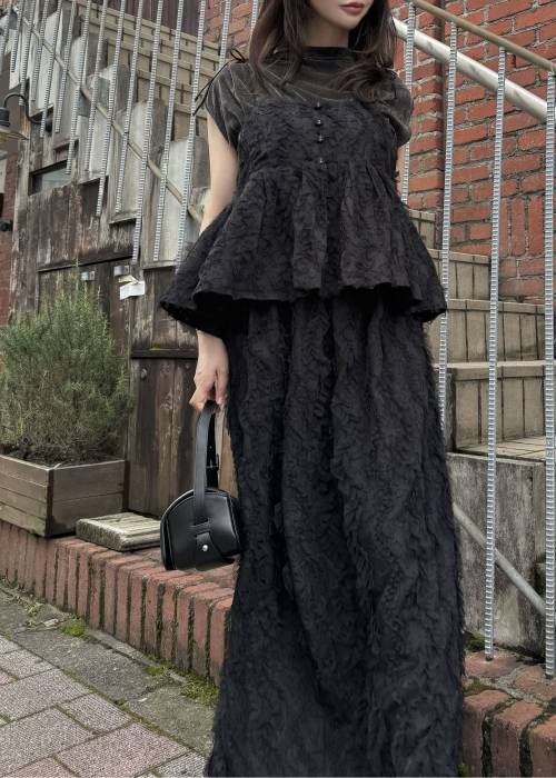 cocoon cut jacquard tulle gather SK