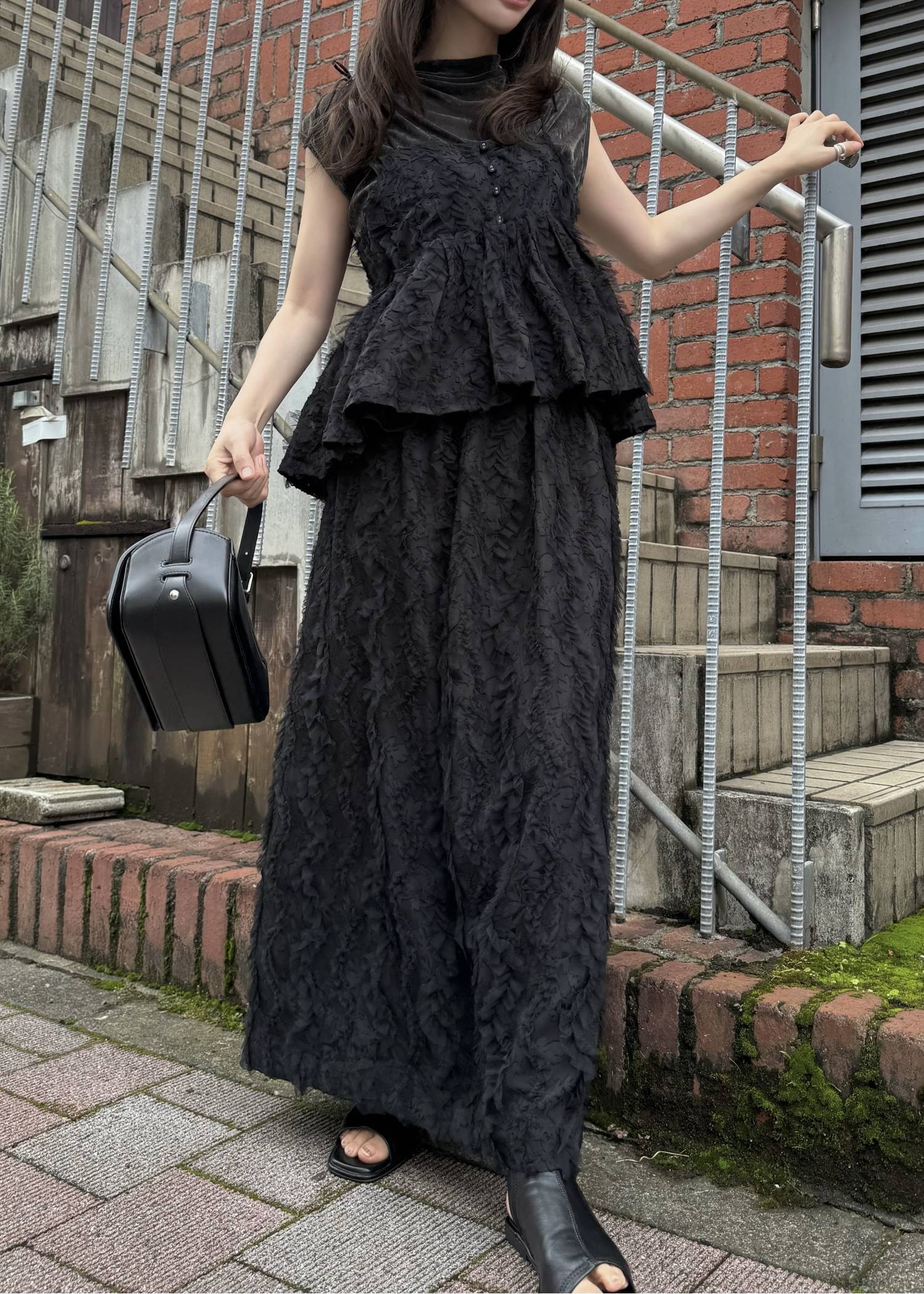 cocoon cut jacquard tulle gather SK