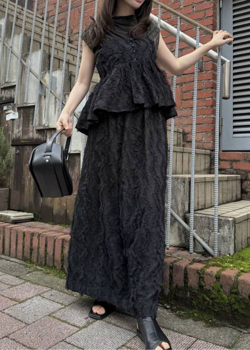 cocoon cut jacquard tulle gather SK
