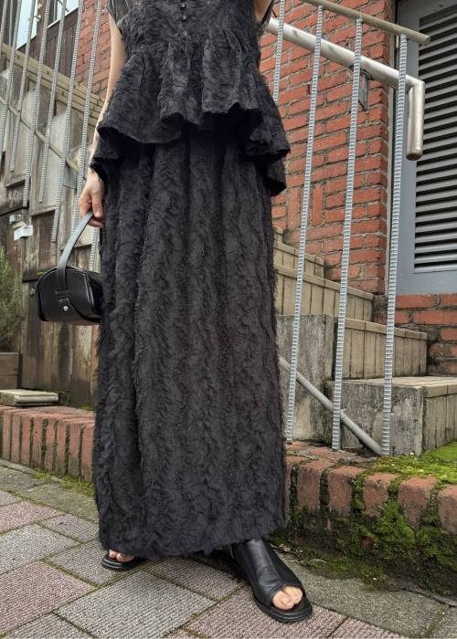 cocoon cut jacquard tulle gather SK