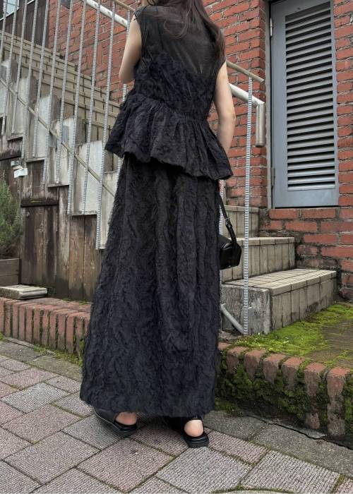 cocoon cut jacquard tulle gather SK