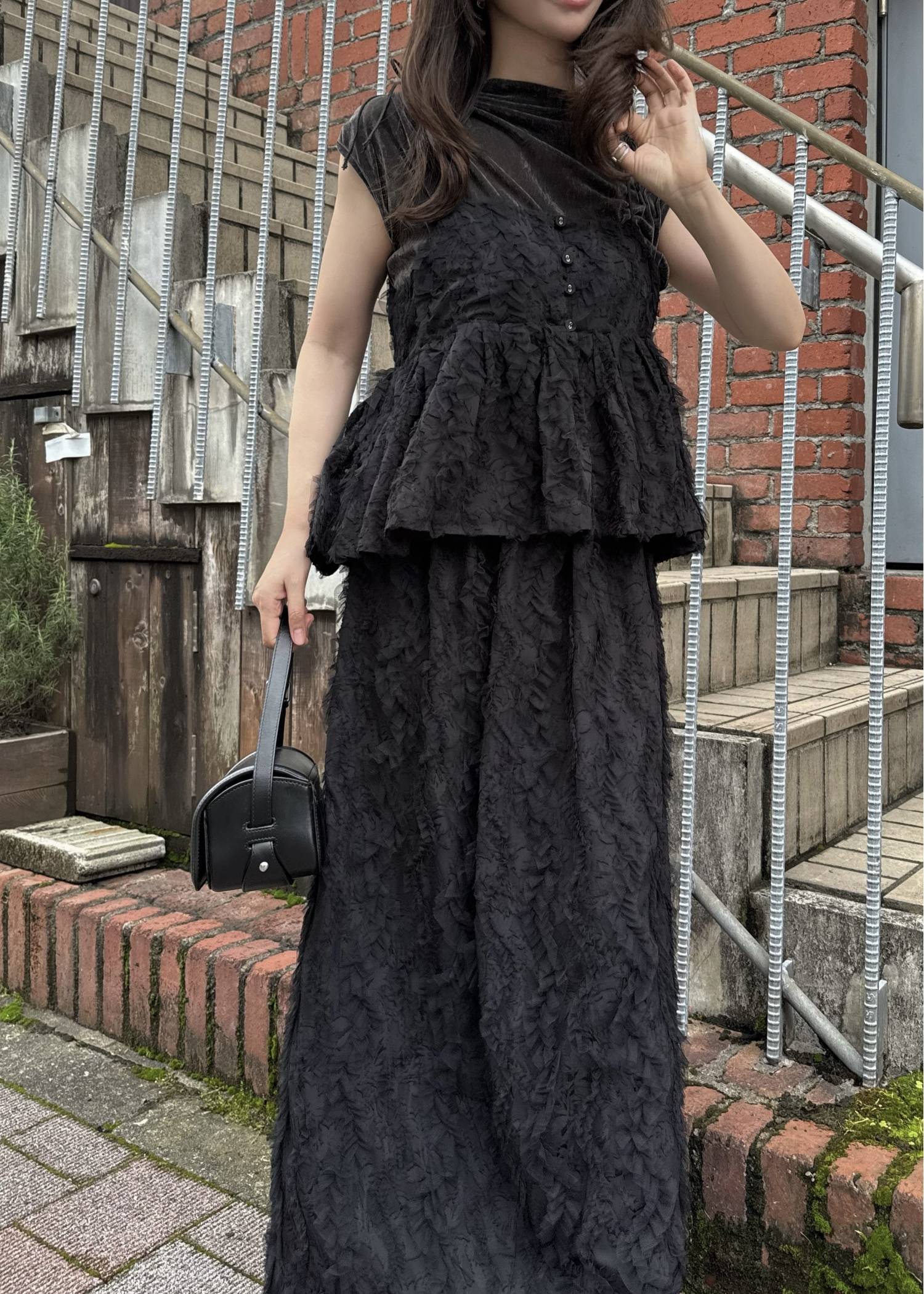 cocoon cut jacquard tulle gather SK