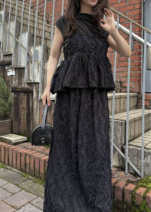 cocoon cut jacquard tulle gather SK