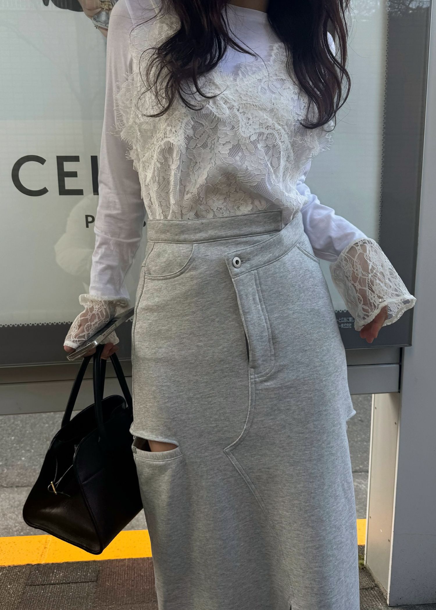 back bi color patchwork remake sweat SK