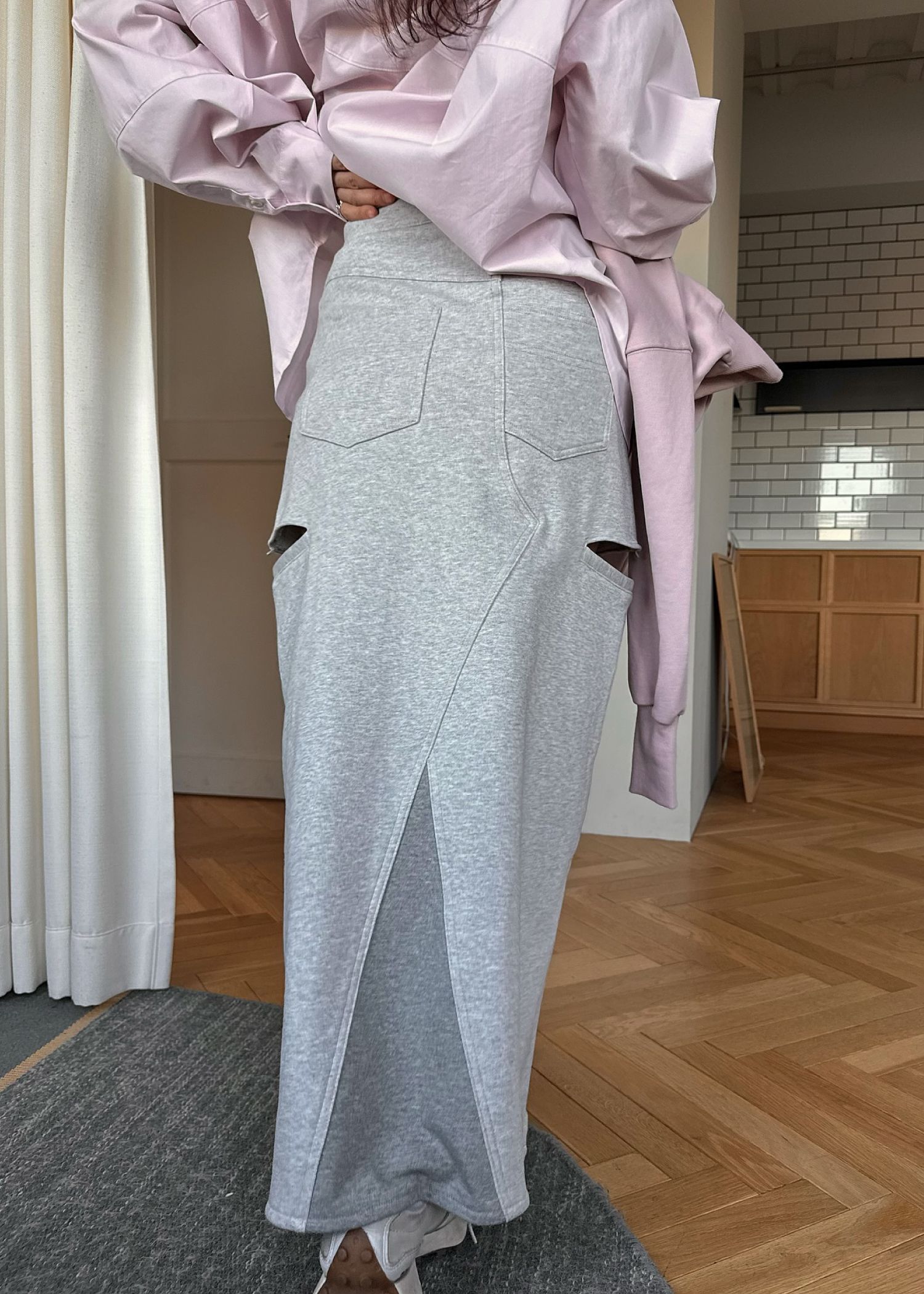 back bi color patchwork remake sweat SK