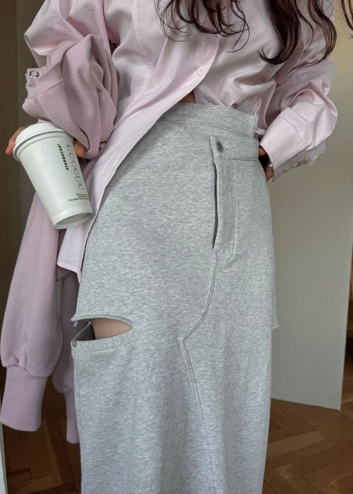 back bi color patchwork remake sweat SK