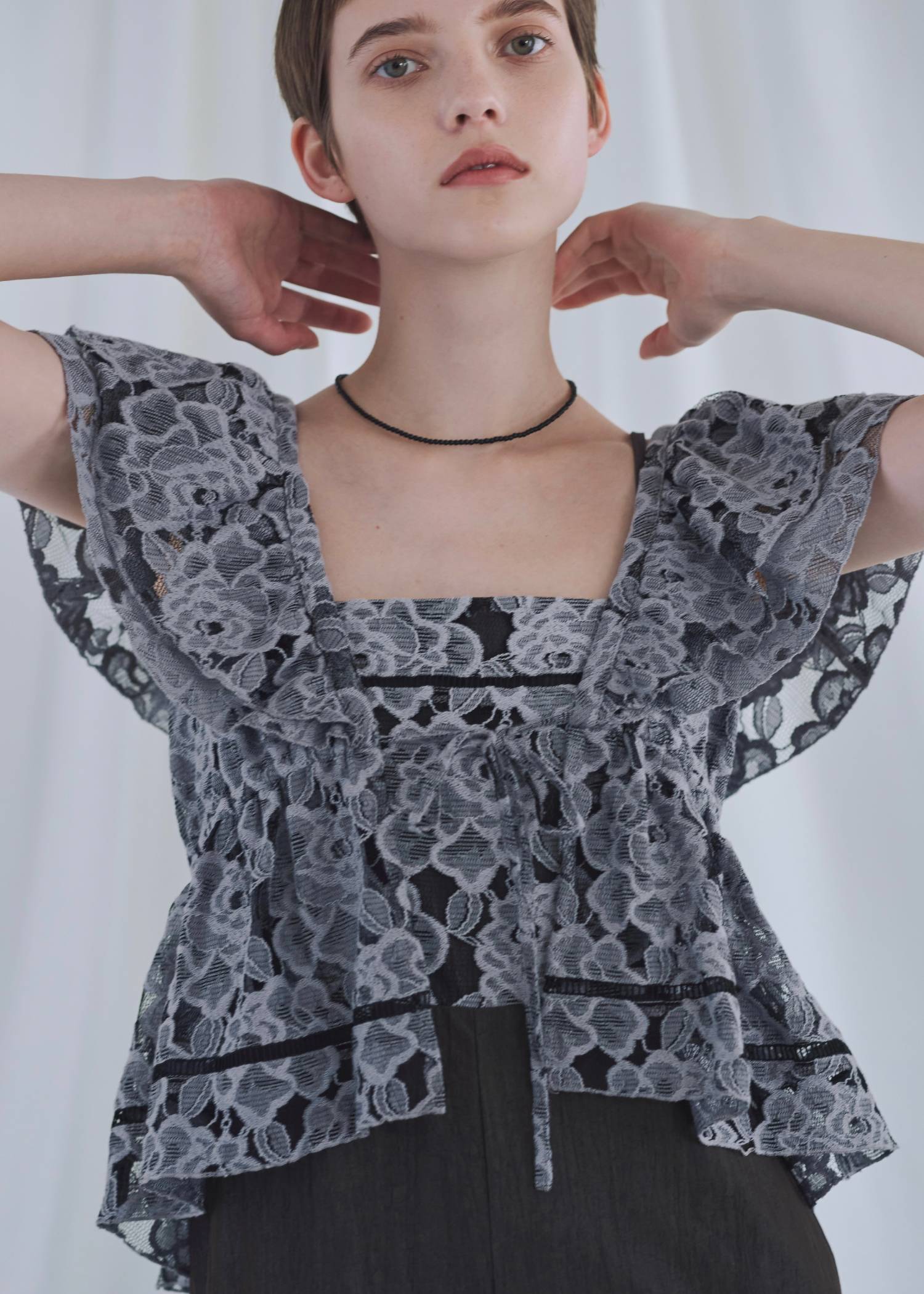 double collar lace bolero tops