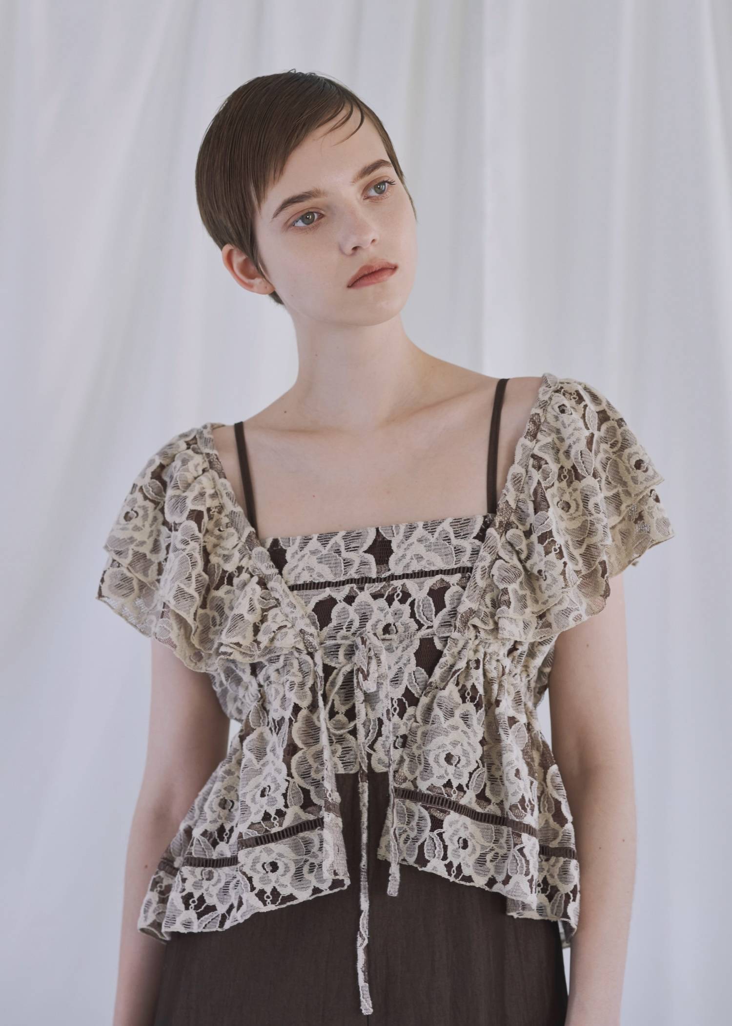 double collar lace bolero tops