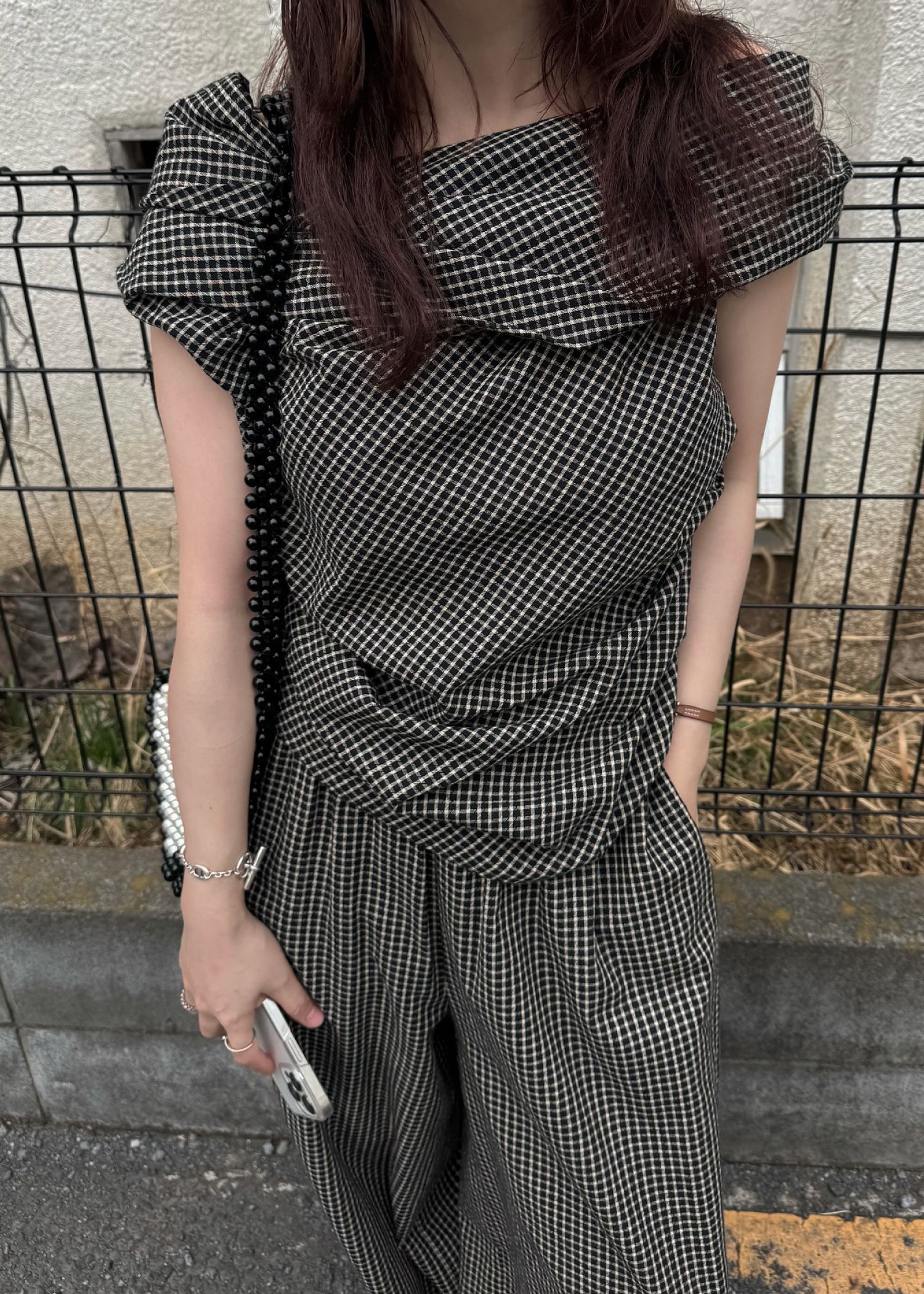 asymmetry tuck gather off shoulder check tops