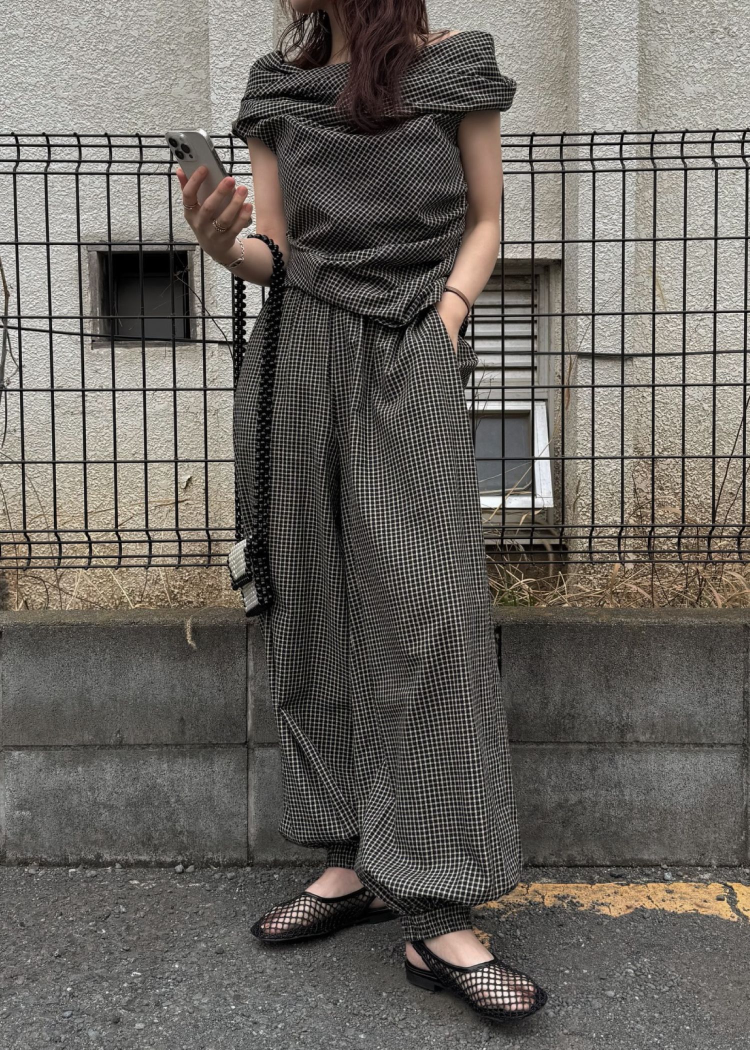 asymmetry tuck gather off shoulder check tops