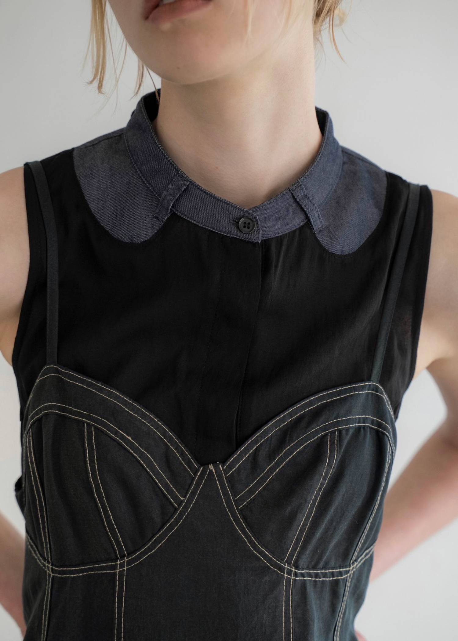 no sleeve color scheme collar shirt