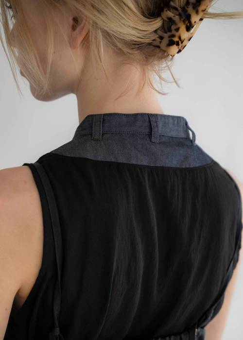 no sleeve color scheme collar shirt