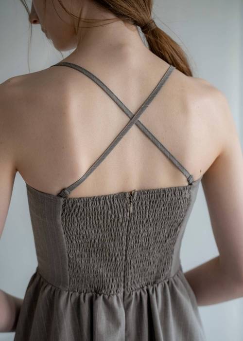 asymmetry tuck gather stripe bustier tops