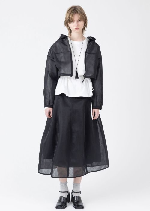 sheer cardboard fabric hoodie tops