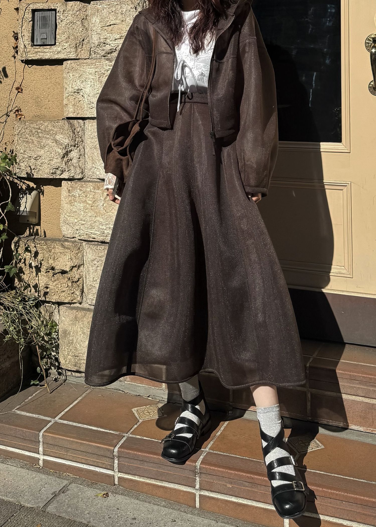 sheer cardboard fabric hoodie tops