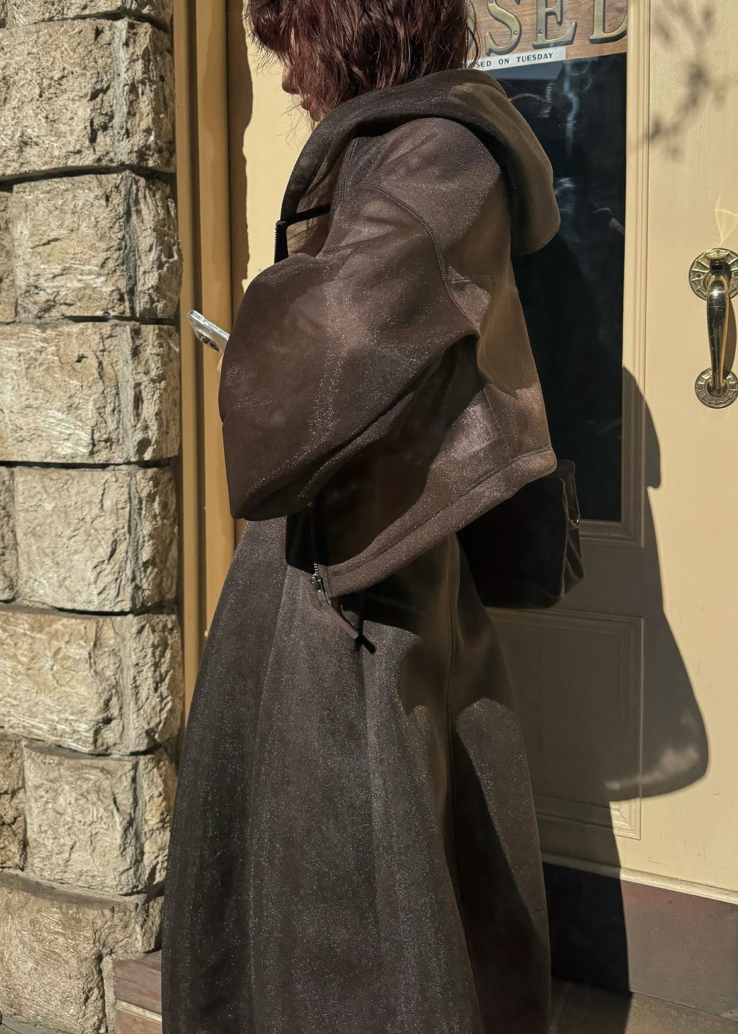 sheer cardboard fabric hoodie tops