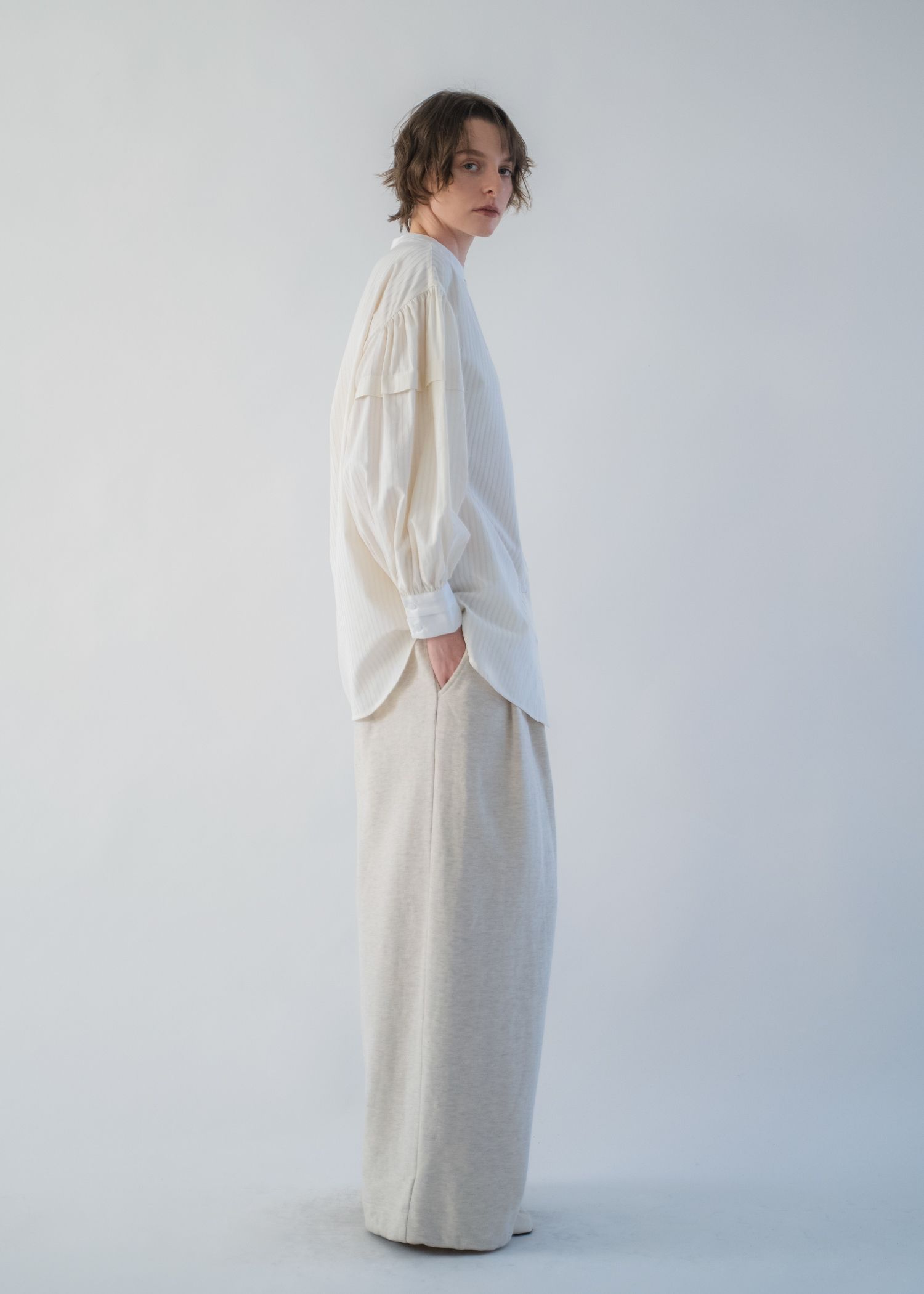 stripe balloon sleeve cleric BL