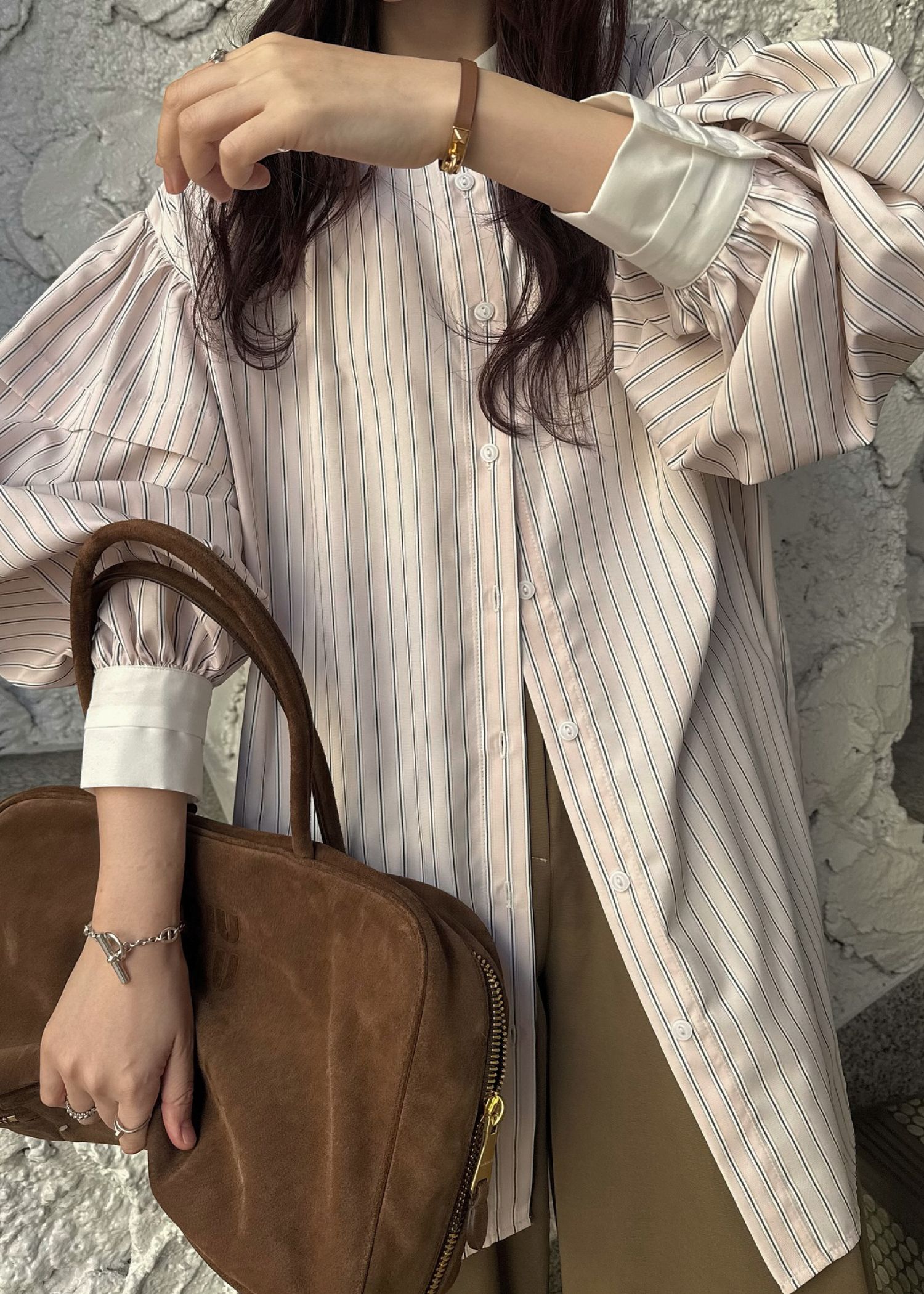 stripe balloon sleeve cleric BL