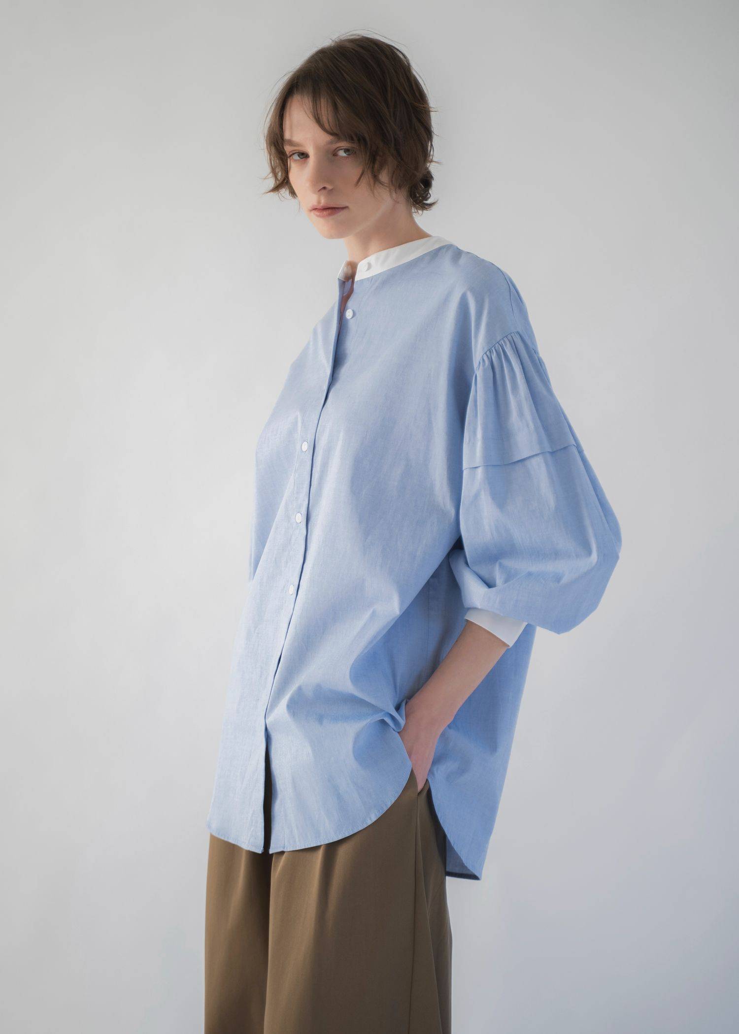 stripe balloon sleeve cleric BL