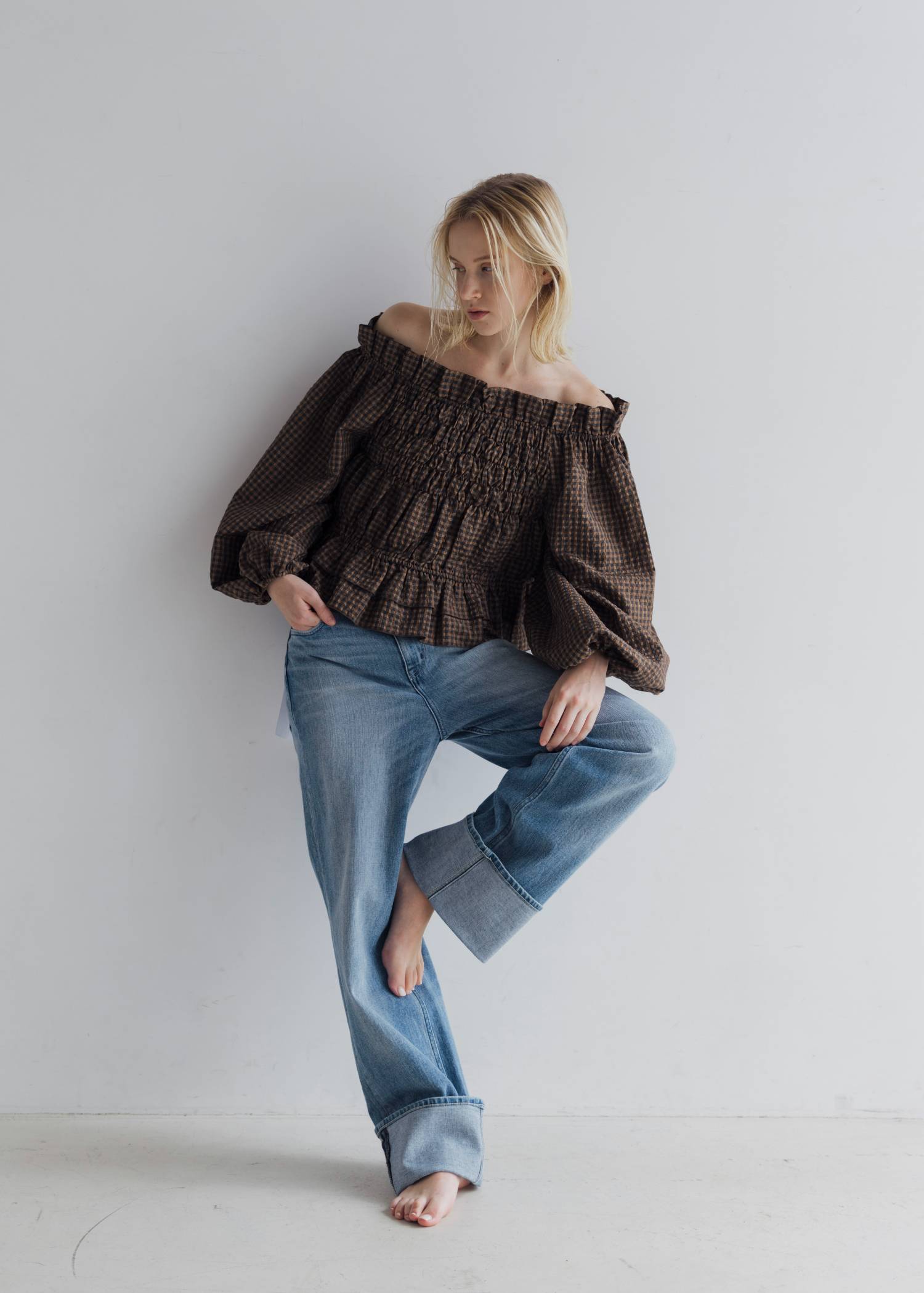 volume sleeve shirring hem tiered BL