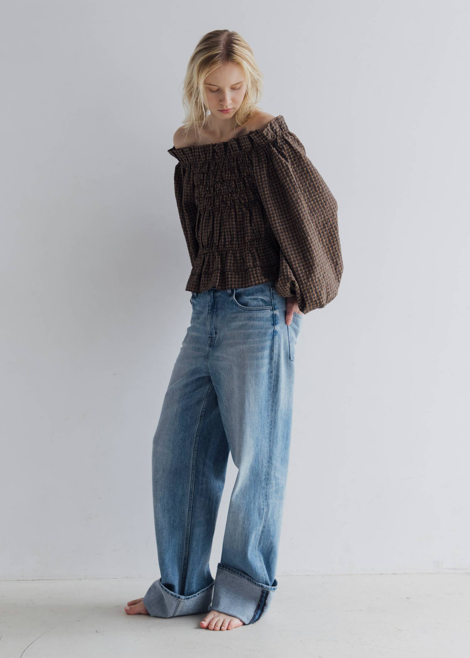 volume sleeve shirring hem tiered BL