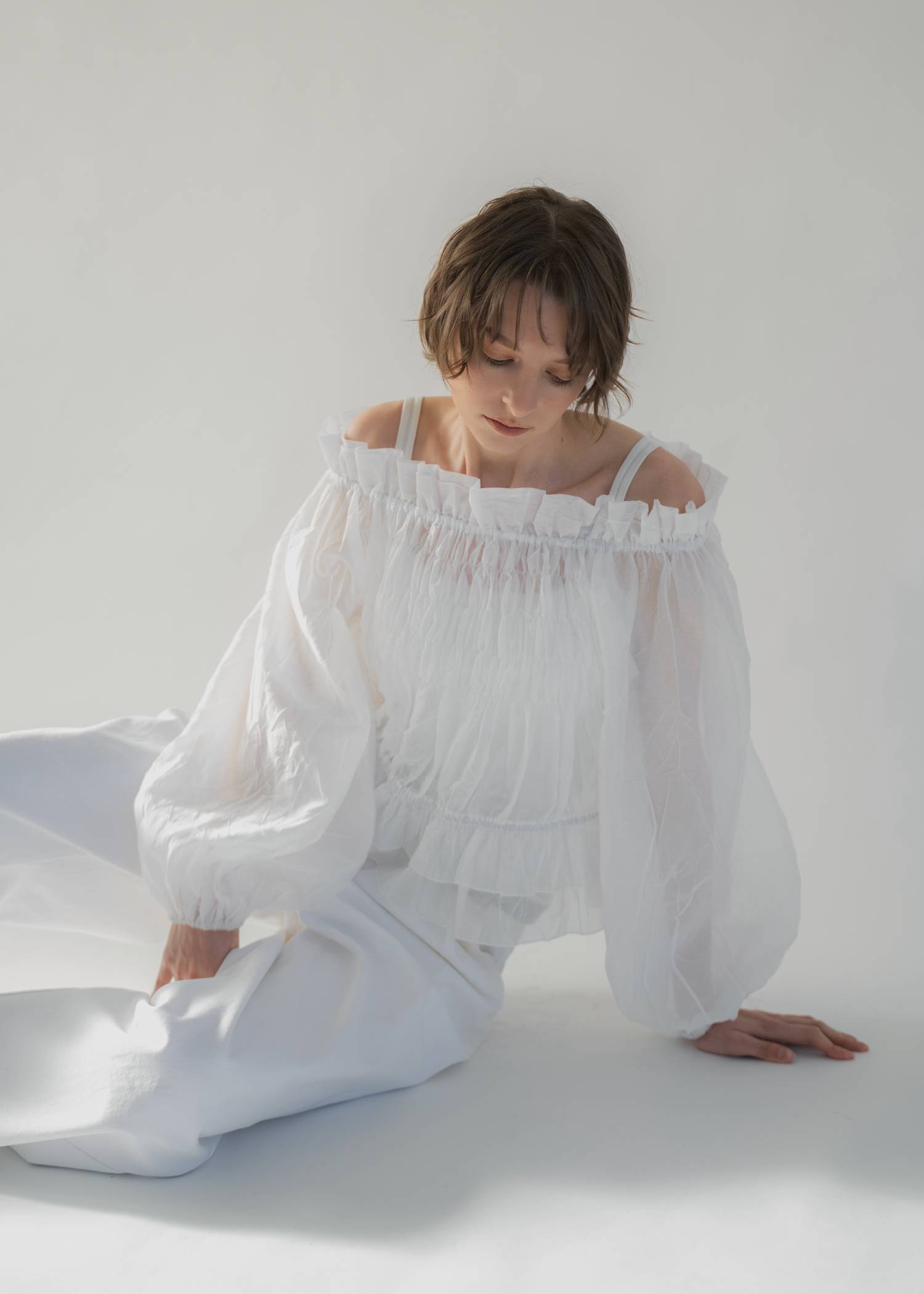 volume sleeve shirring hem tiered BL