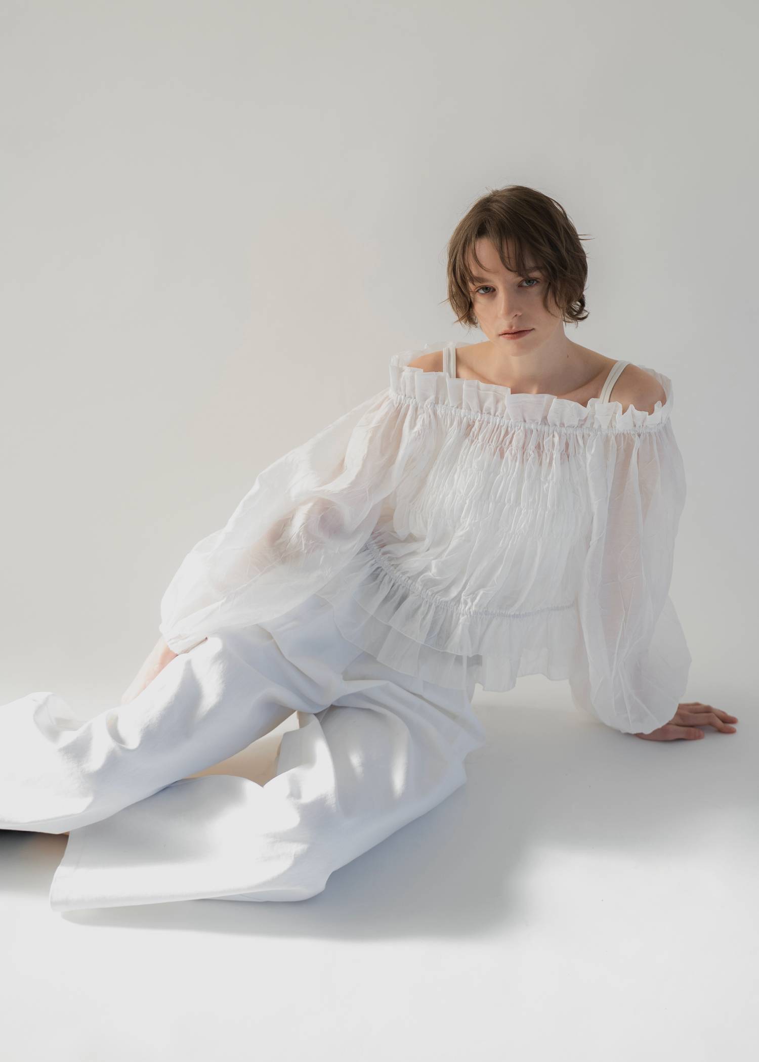 volume sleeve shirring hem tiered BL