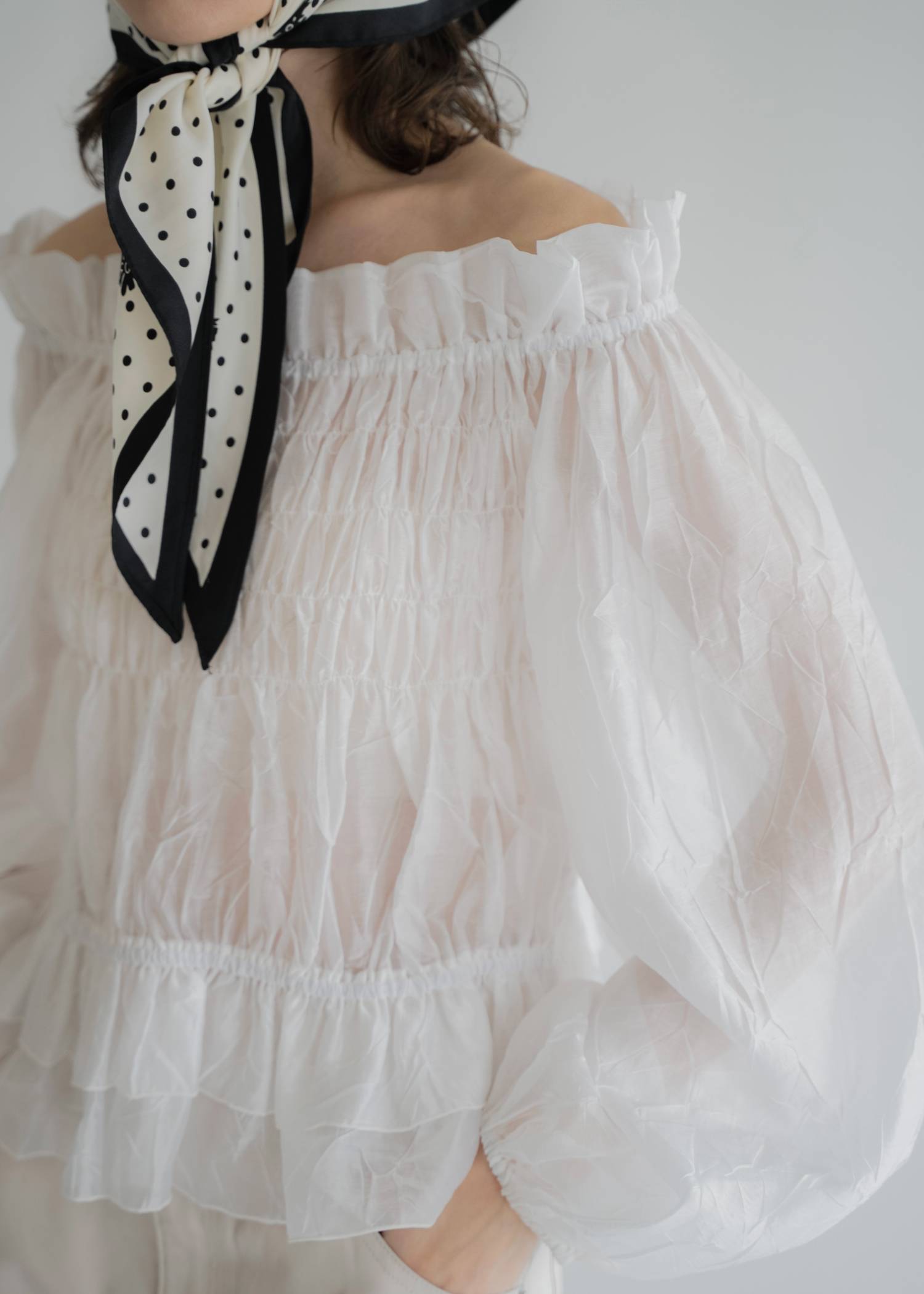 volume sleeve shirring hem tiered BL