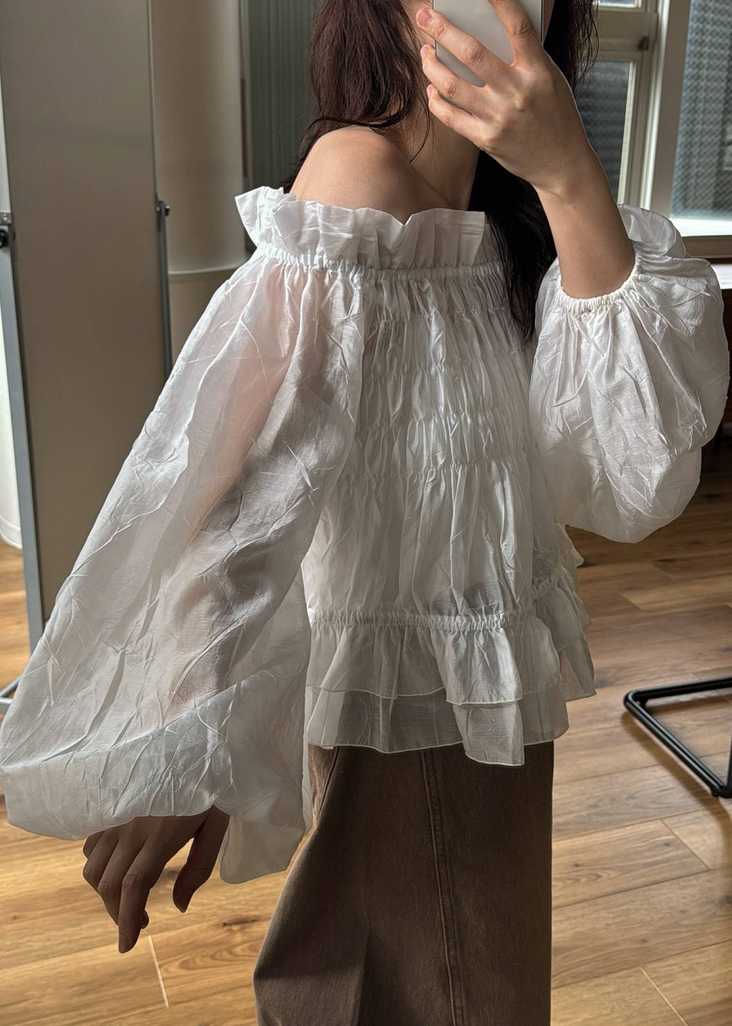 volume sleeve shirring hem tiered BL