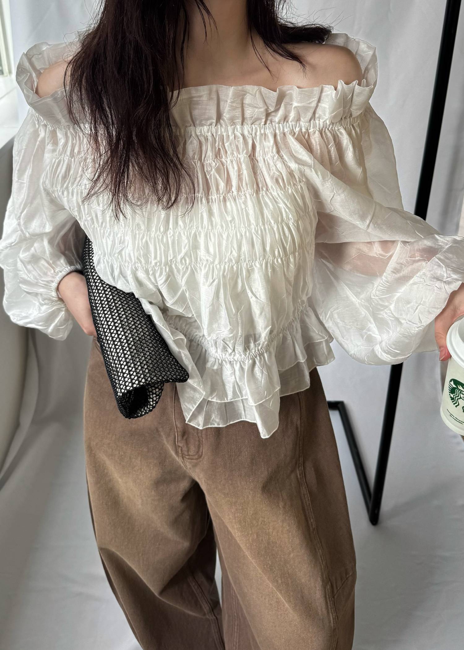 volume sleeve shirring hem tiered BL