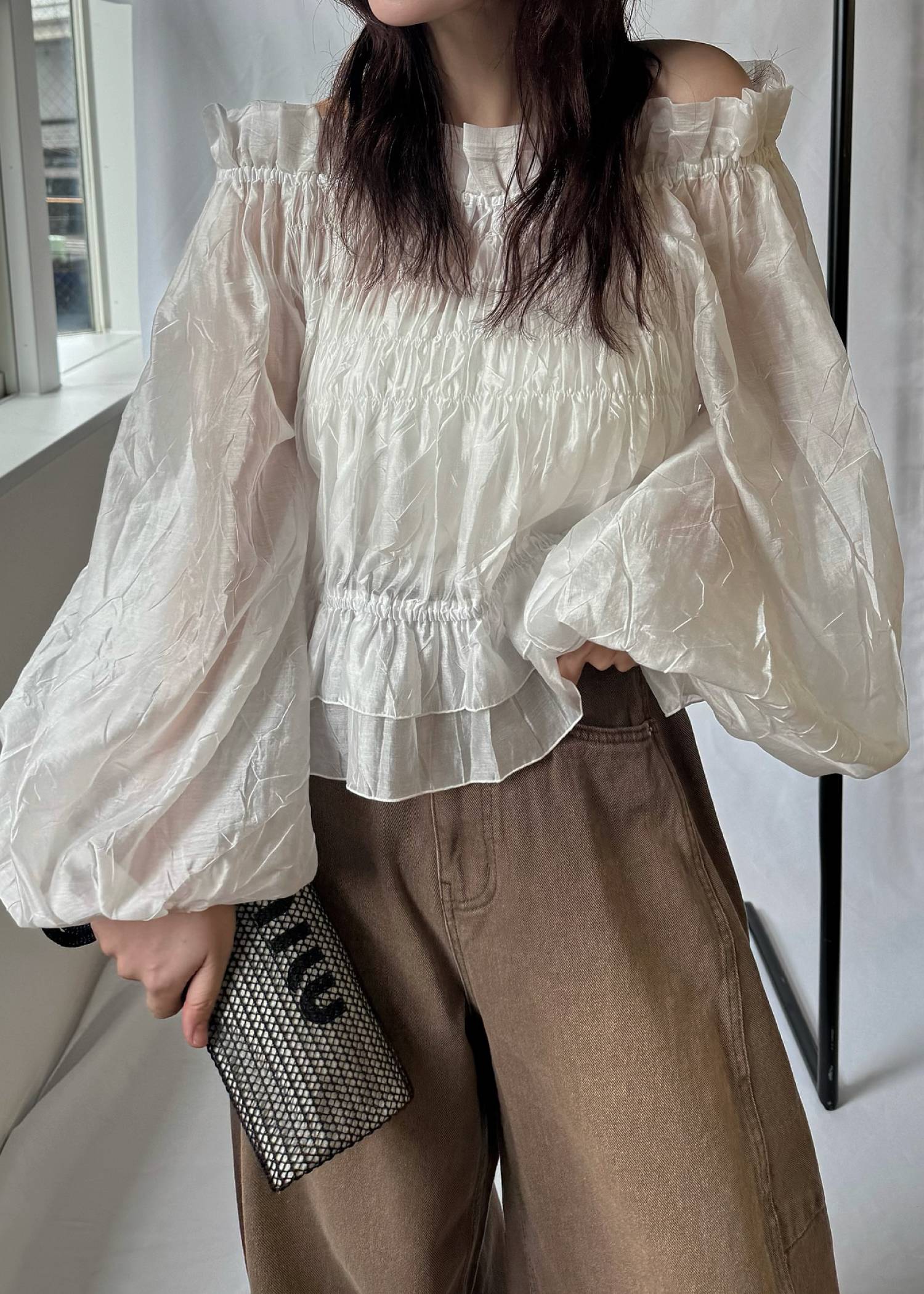 volume sleeve shirring hem tiered BL